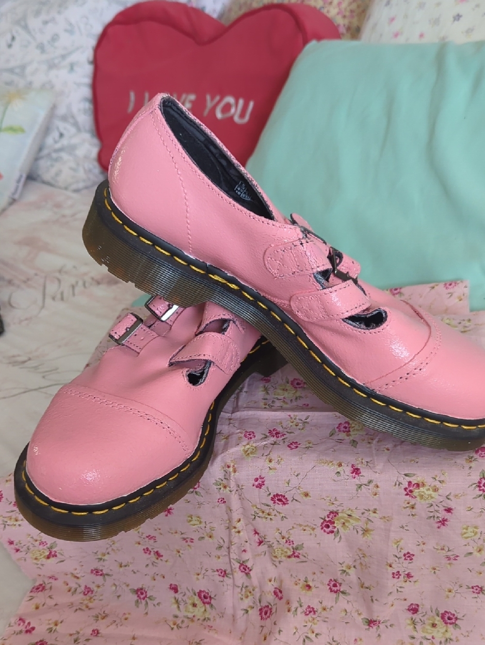 Doc Martens Air Wair Mary Janes DIY Custom Color Petal Pink Size 11 - Picture 6 of 15